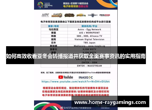 如何高效收看亚冬会转播报道并获取全面赛事资讯的实用指南